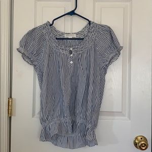 White and White Striped Top